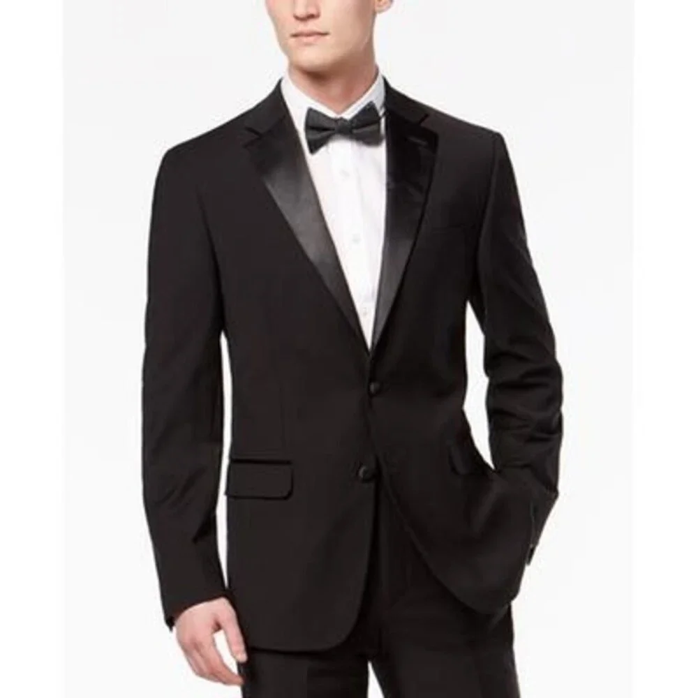 Calvin Klein Wool Blend Slim Fit Infinite Stretch Tuxedo Jacket Men's 38S Black